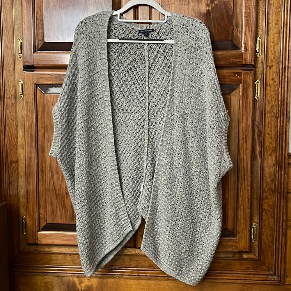 Light Gray/Grey Knitted Hi-Low Batwing Sweater